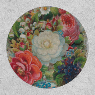 Victorian Era Valentine's Card, Floral Bouquet Patch