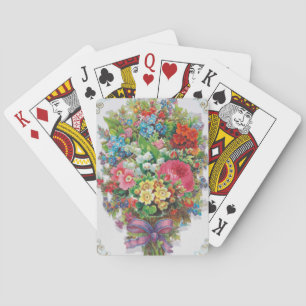 Victorian Era Valentine's Card, Floral Bouquet Poker Cards