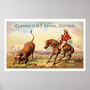 Victorian Era Western Rodeo Spool Advertisement Poster