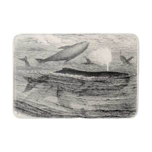 Victorian Era Whale Nautical Steampunk Bath Mat
