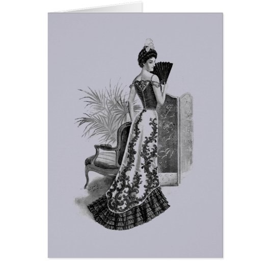 Victorian Evening Gown Lavender Gray Cards (Front)