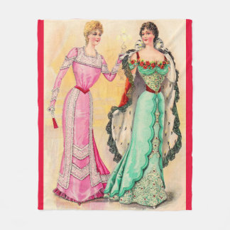 Victorian evening wear print fleece blanket