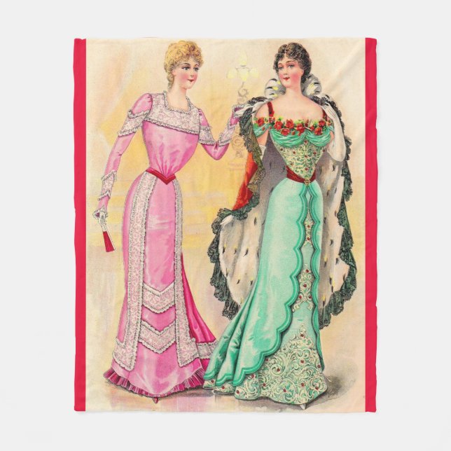 Victorian evening wear print fleece blanket (Front)
