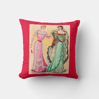 Victorian evening wear print throw pillow