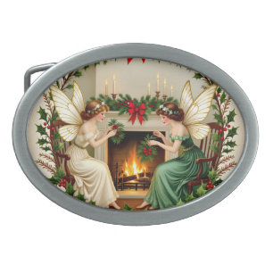 Victorian Fairies Christmas Spirirt Belt Buckle