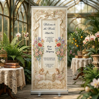 Victorian Fairy Baby Shower Welcome Retractable Banner