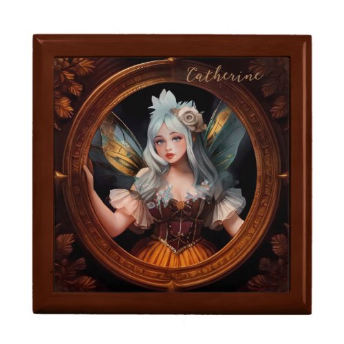 Victorian Fairy Wooden Jewelry Keepsake Box