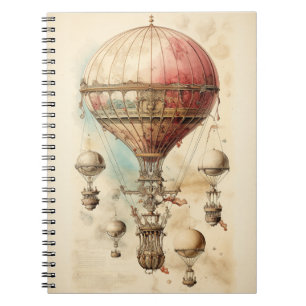 Victorian Fantasy Airship - Pink, Beige & Sepia Notebook