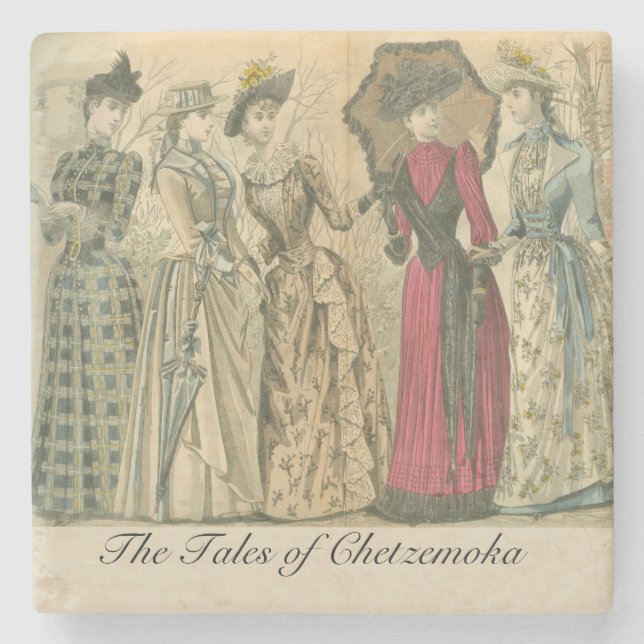 Victorian fashion plate stone coaster (Front)