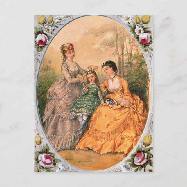 Victorian Fashion Plate Women and child Postcard (Front)