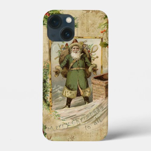 Victorian Father Christmas Floral Ephemera  iPhone 13 Mini Case