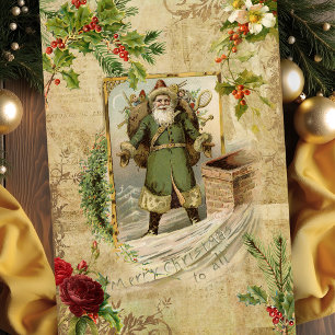 Victorian Father Christmas Floral Ephemera  Tissue Paper
