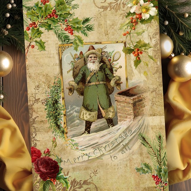 Victorian Father Christmas Floral Ephemera  Tissue Paper (Creator Uploaded)