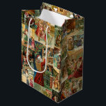 Victorian Father Christmas with Children Collage Medium Gift Bag<br><div class="desc">Jewel-toned festive vintage holiday collage seamless pattern featuring scenes of jolly Father Christmas bringing gifts to pretty Victorian children.</div>