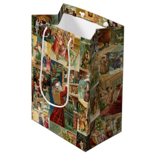 Victorian Father Christmas with Children Collage Medium Gift Bag