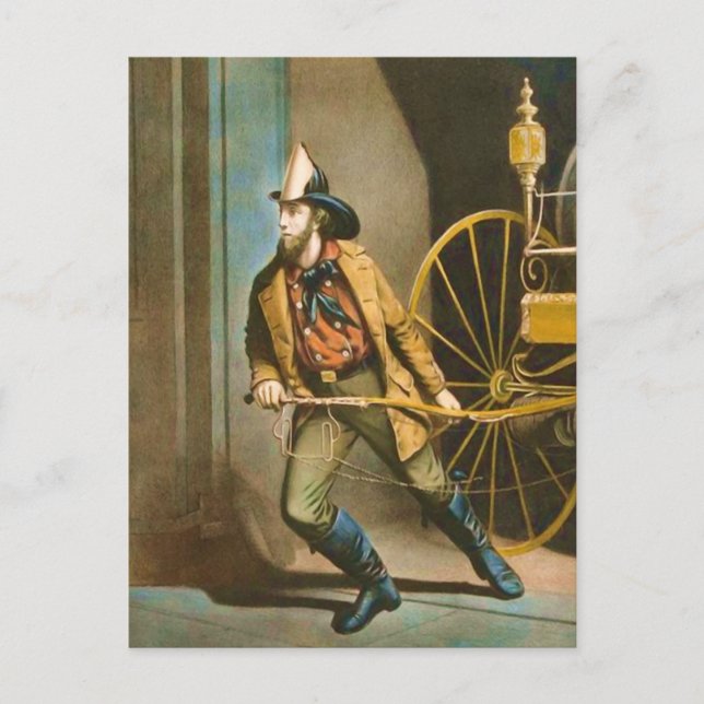 Victorian Firefighter 2 "The American Fireman" Postcard (Front)
