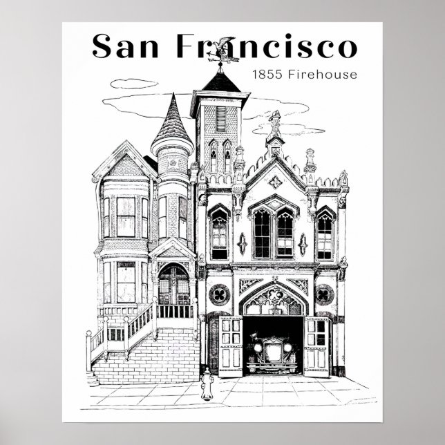 Victorian Firehouse and Truck Poster (Front)