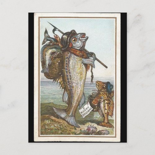Victorian Fish Christmas Holiday Postcard