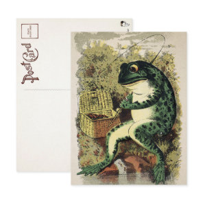 Victorian Fishing Frog Postcard