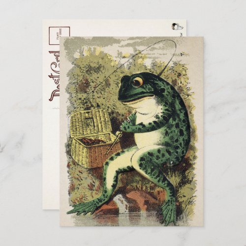 Victorian Fishing Frog Postcard 