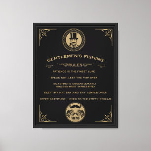 Victorian Fishing Rules Art Canvas Print