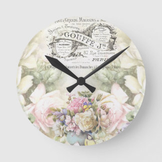 Victorian Floral,  Advertising Ephemera Round Clock