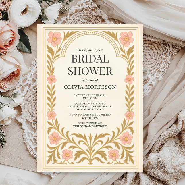 Victorian Floral Art Nouveau Bridal Shower Invitation (Creator Uploaded)