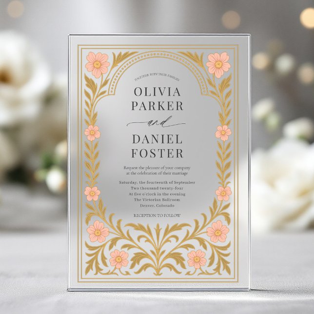Victorian Floral Art Nouveau Wedding Acrylic Invitations (Creator Uploaded)