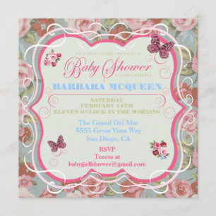 Victorian Floral Baby Shower Invitations