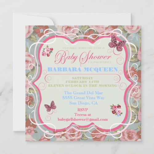 Victorian Floral Baby Shower Invitations