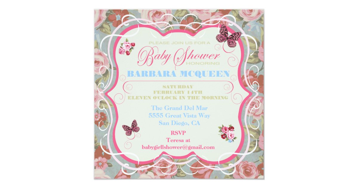 Victorian Floral Baby Shower Invitations Zazzle Com
