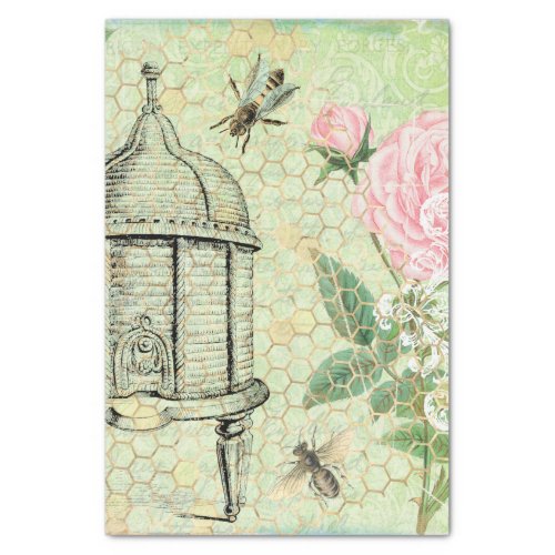 Victorian Floral Beehive Decoupage Vertical Tissue Paper