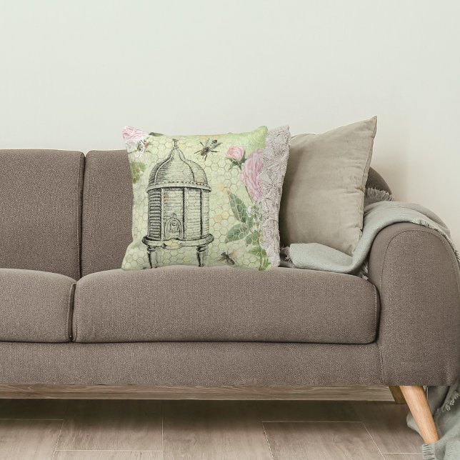 Victorian Floral Beehive  Throw Pillow (Creator Uploaded)