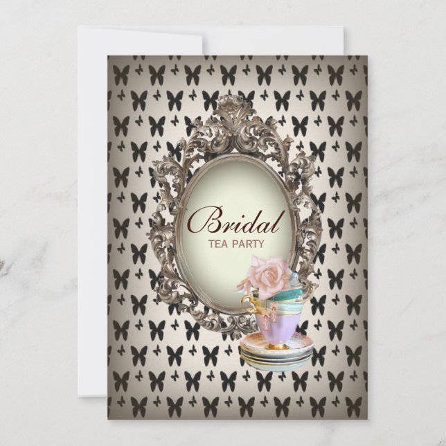 victorian floral botanical bridal shower tea party invitation (Front)