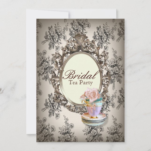 victorian floral botanical bridal shower tea party invitation (Front)
