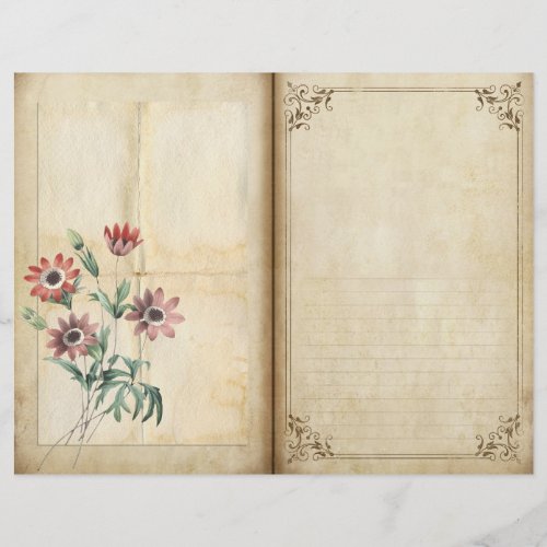 Victorian Floral Botanical Journal Scrapbook Paper