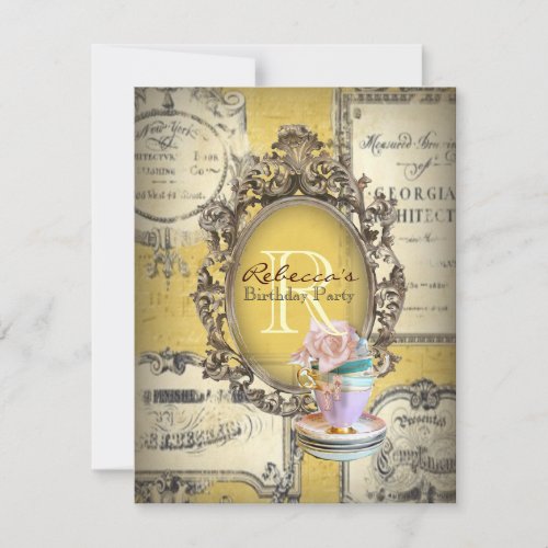 victorian floral cupcake english tea party invitation