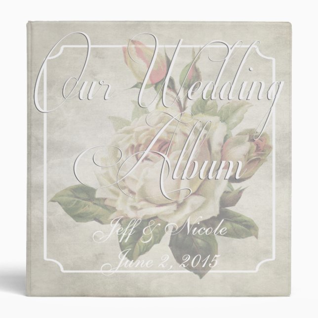 Victorian Floral Custom Wedding Photo Album 3 Ring Binder (Front)