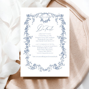 Victorian Floral Dusty Blue French Wedding Enclosure Card