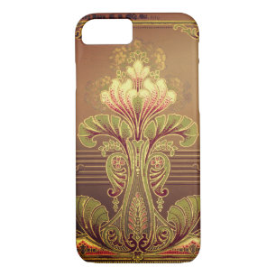 Victorian floral elegant art nouveau brown pink iPhone 8/7 case