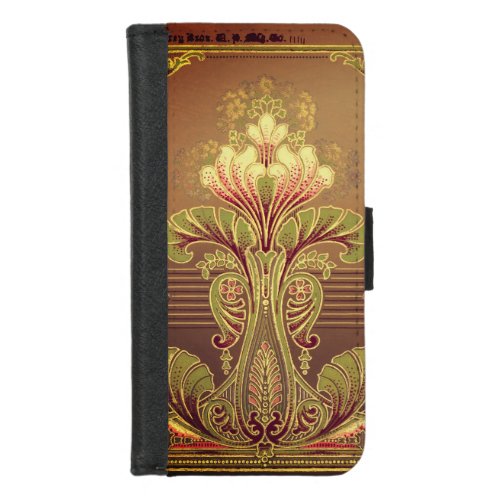 Victorian floral elegant art nouveau brown pink iPhone 87 wallet case