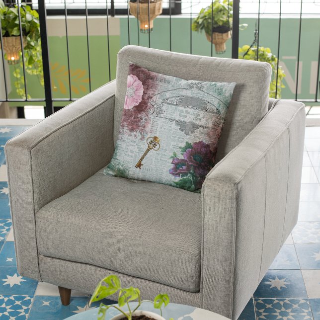 Victorian Floral Ephemera Home Decor Throw Pillow (Creator Uploaded)