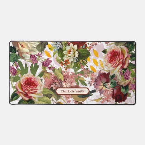 Victorian Floral Ephemera Roses  Desk Mat