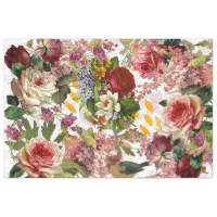 French Script Red Rose Floral Vintage Tissue Paper