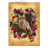 Victorian Floral Fox & Butterfly Greeting Card (Front)
