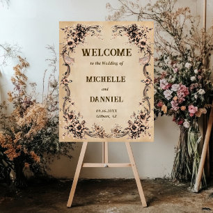 Victorian Floral Frame Wedding 2 in 1 Welcome Sign