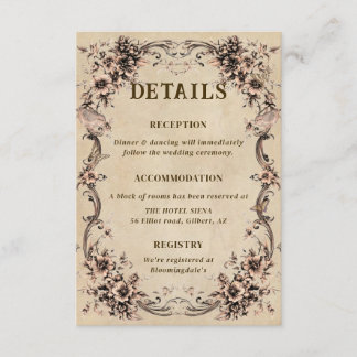 Victorian Floral Frame Wedding Details Enclosure Card