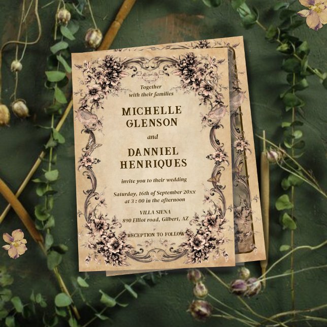 Victorian Floral Frame Wedding Invitation (Creator Uploaded)