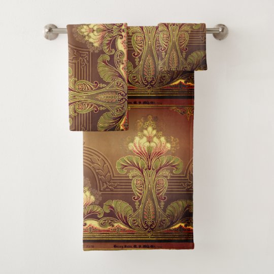 Victorian floral frieze bath towel set