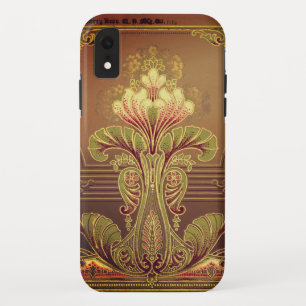 Victorian floral frieze elegant art nouveau brown iPhone XR case